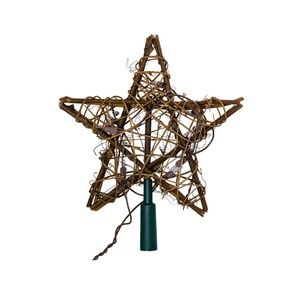 Kurt Adler Natural Rattan Star Tree Topper 10 Light